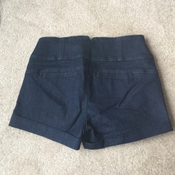 Bebe high waisted denim shorts dark blue 25 - Picture 3 of 5